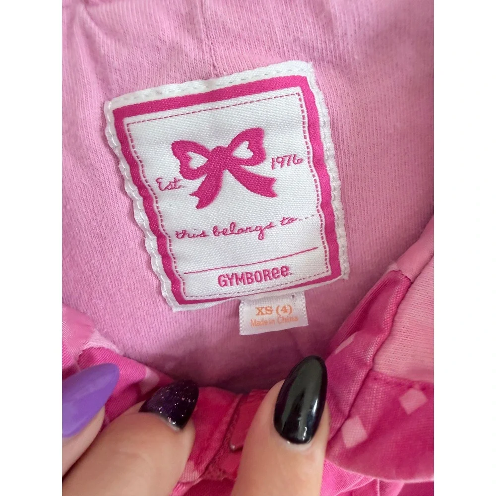 Gymboree Girls Pink Diamond Print Hooded Jacket‎ XS 4